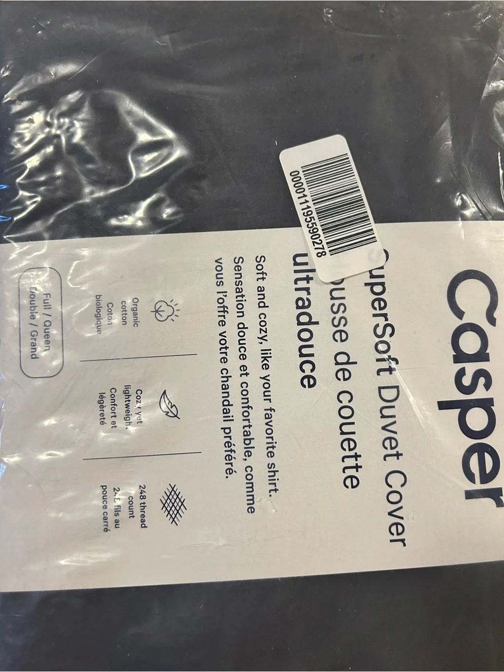 Casper Supersoft Duvet Cover in Indigo Full Queen Sized